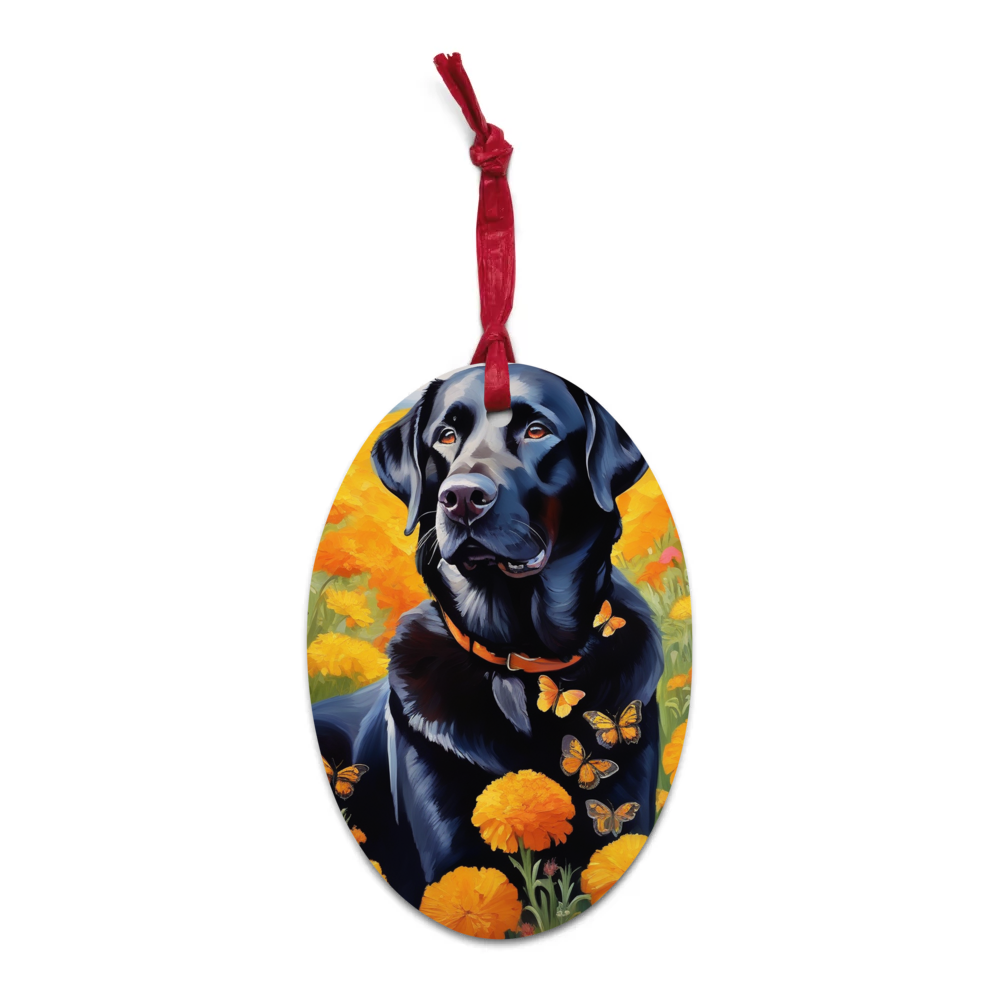 PugMug Custom Black Labrador Retriever Wooden Ornament