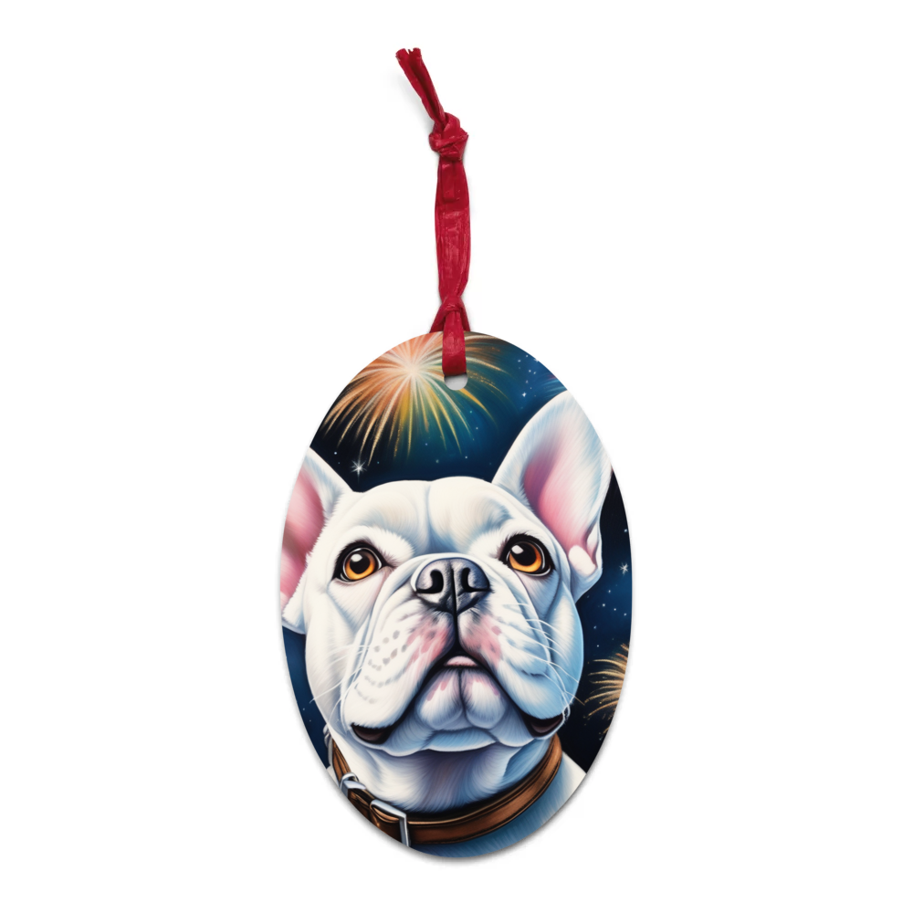 PugMug Custom White French Bulldog Wooden Ornament
