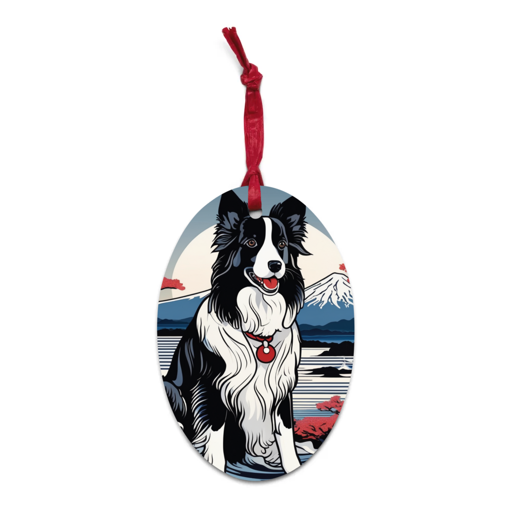 PugMug Custom Border Collie Wooden Ornament