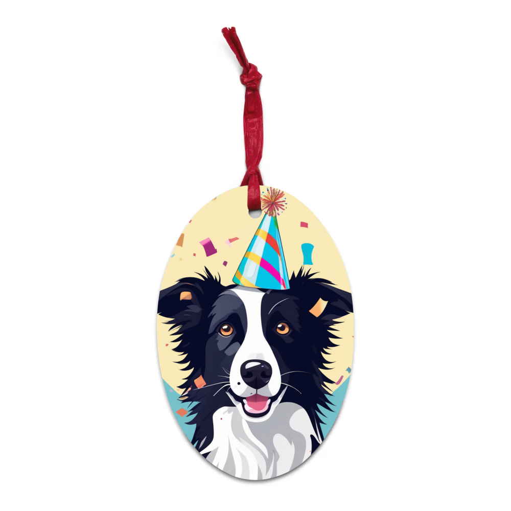 PugMug Custom Border Collie Wooden Ornament