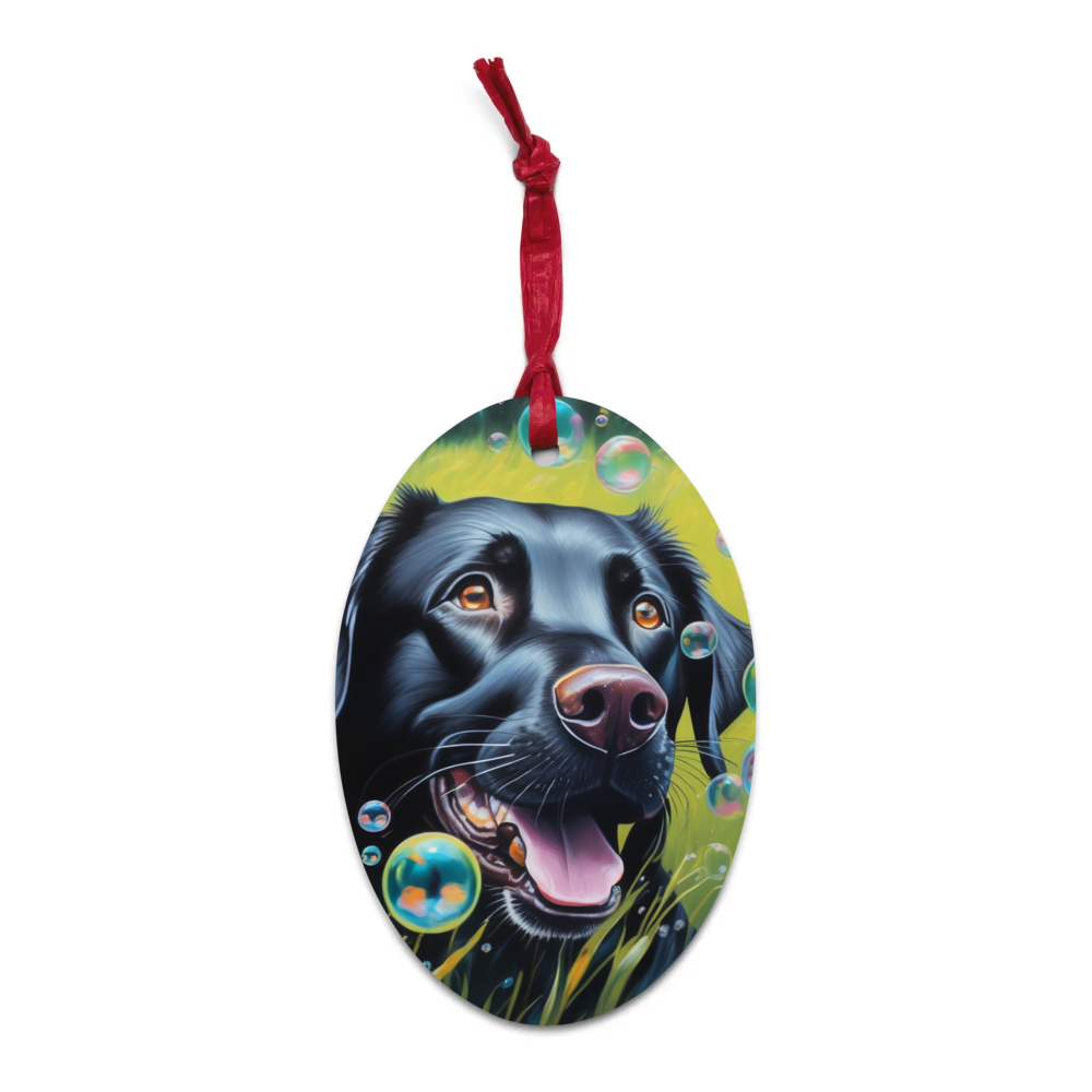 PugMug Custom Black Labrador Retriever Wooden Ornament