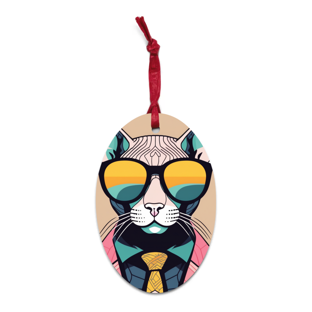 PugMug Custom Tabby Sphynx Cat Wooden Ornament