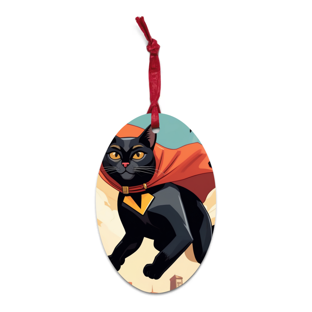 PugMug Custom Black Exotic Cat Wooden Ornament