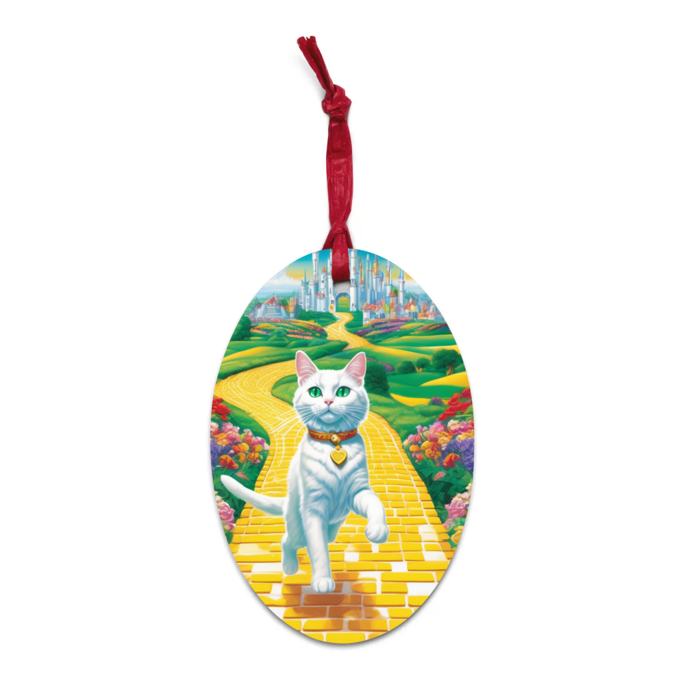 PugMug Custom White Companion Cat Wooden Ornament