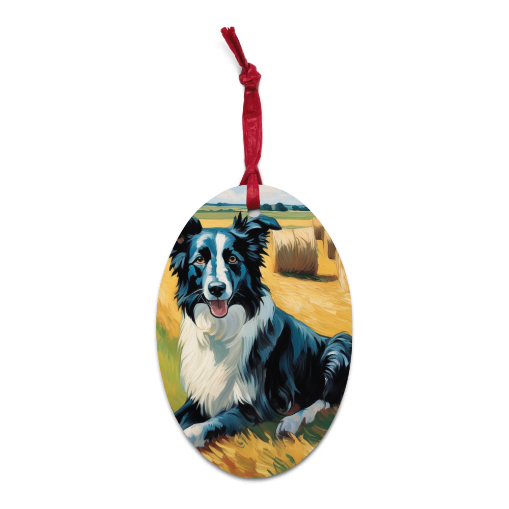 PugMug Custom Border Collie Wooden Ornament