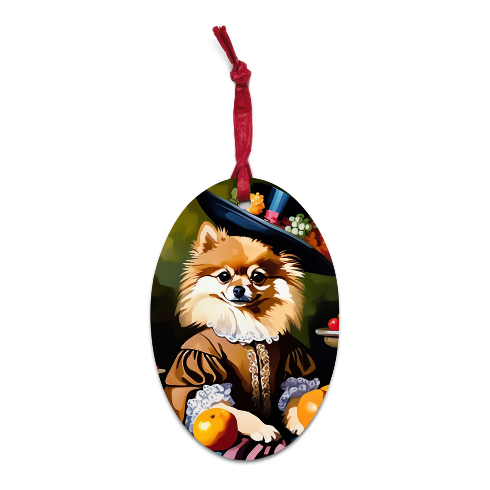 PugMug Custom Tan Pomeranian Wooden Ornament