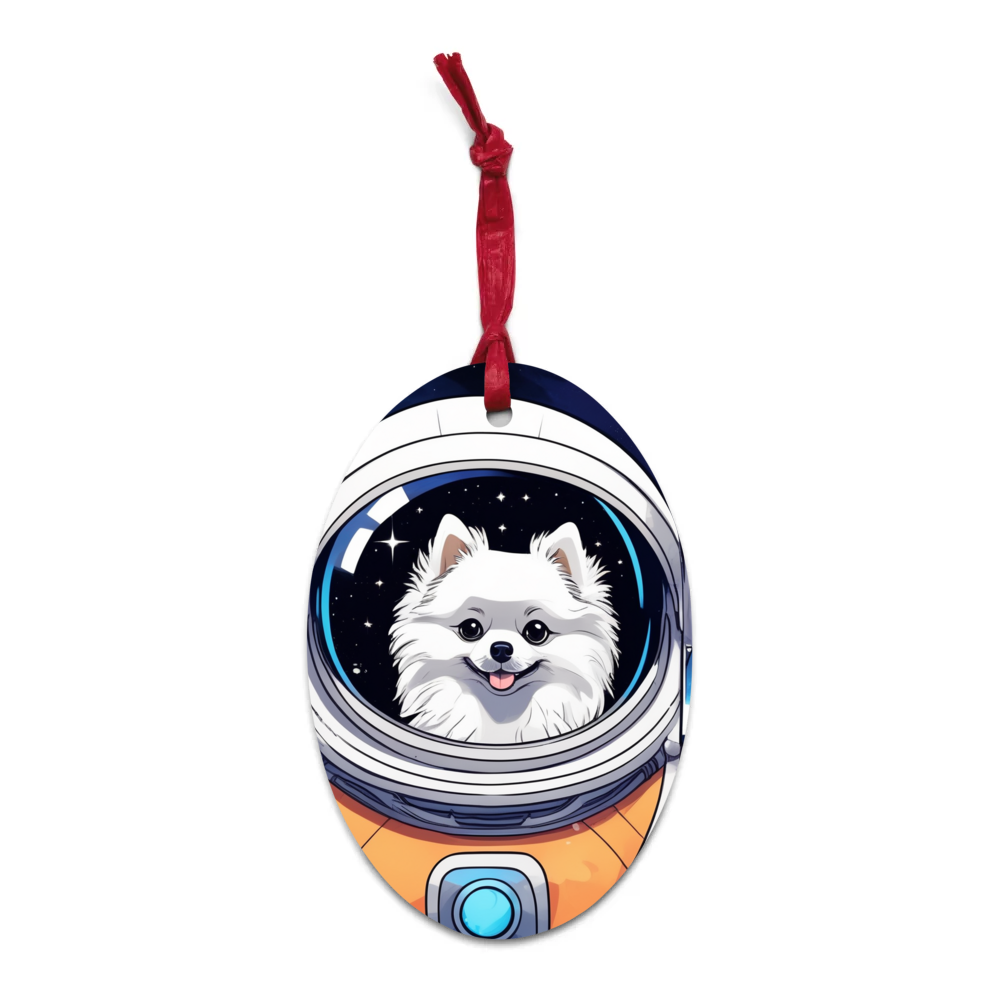 PugMug Custom White Pomeranian Wooden Ornament