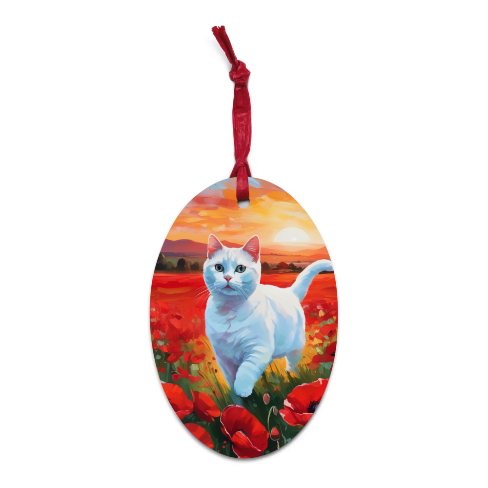 PugMug Custom White Companion Cat Wooden Ornament