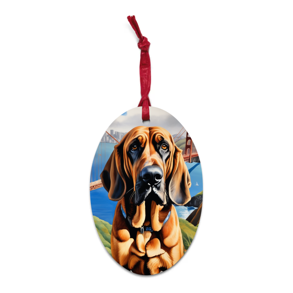 PugMug Custom Bloodhound Wooden Ornament