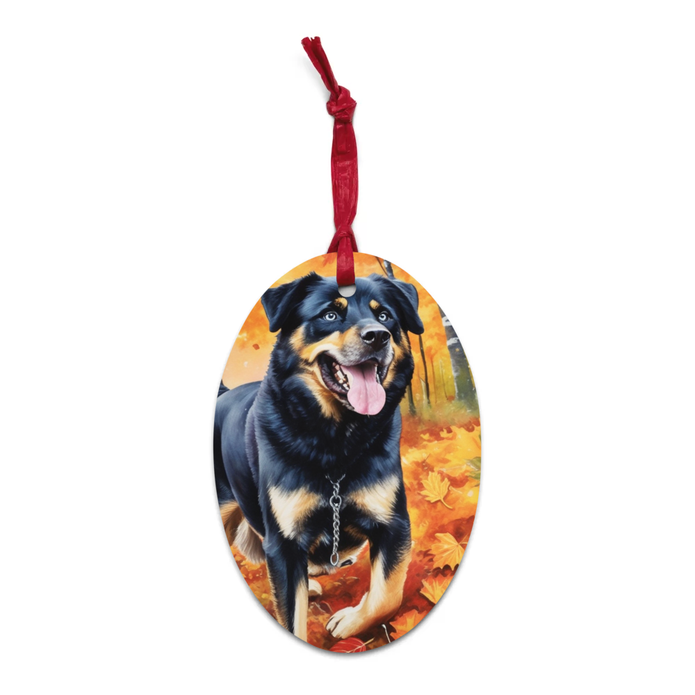 PugMug Custom Blue Wooden Ornament