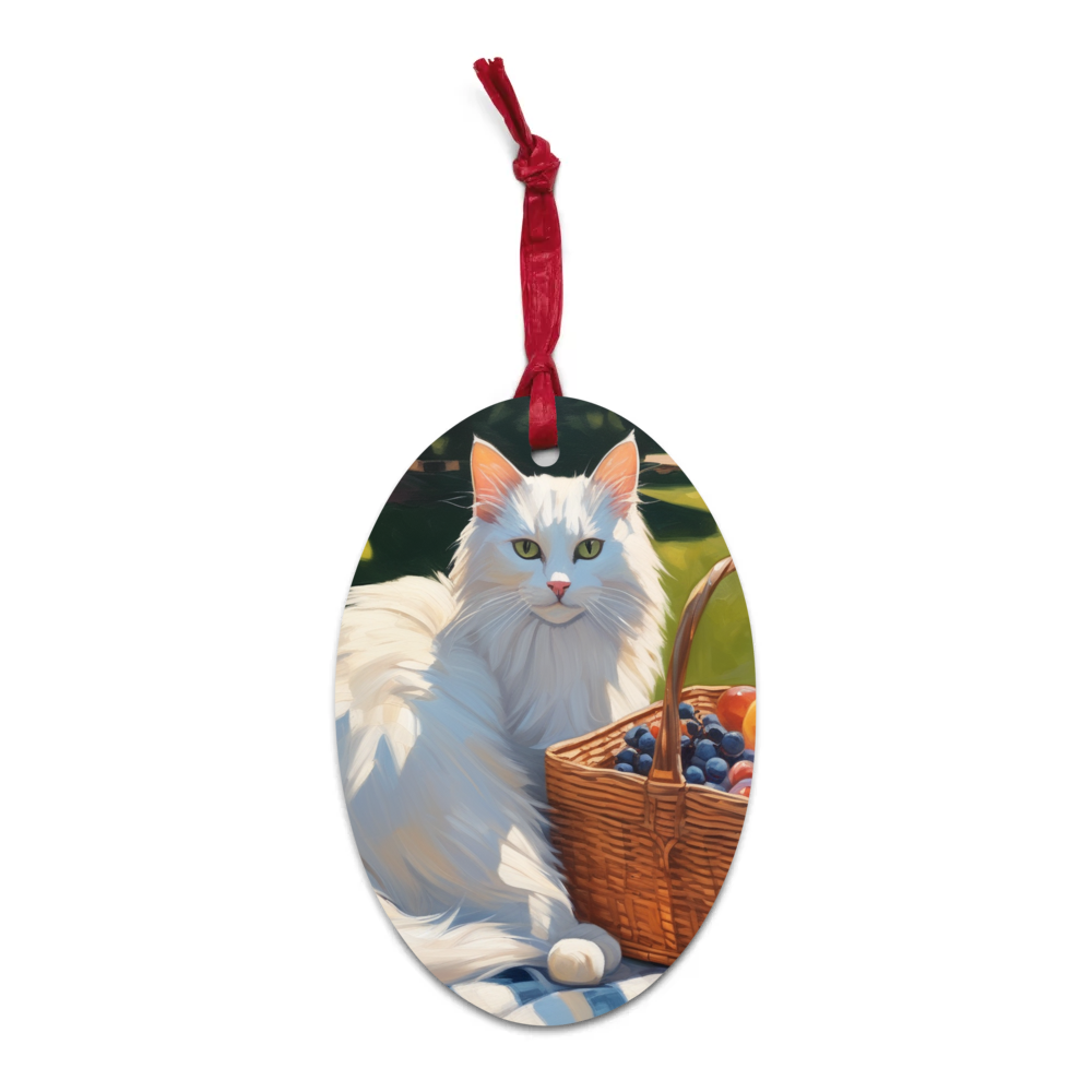 PugMug Custom White Companion Cat Wooden Ornament