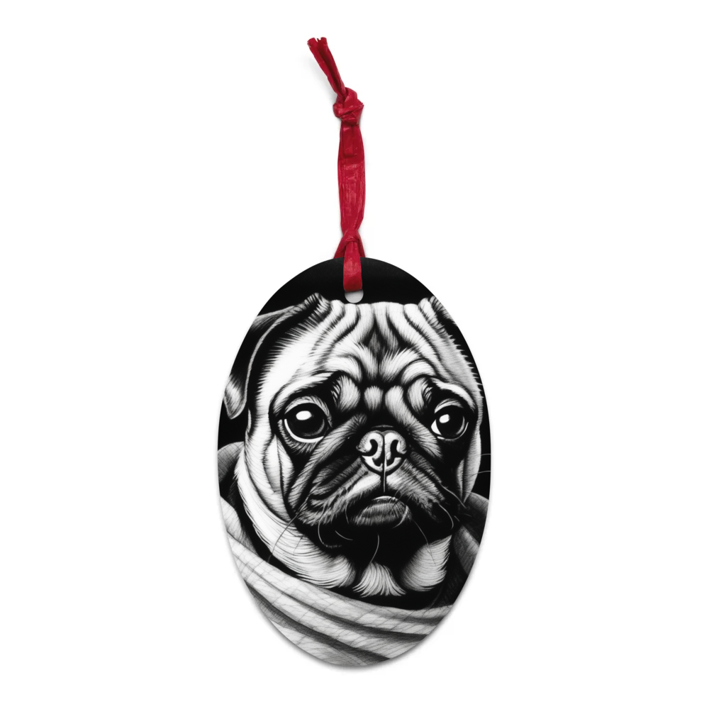PugMug Custom Pug Wooden Ornament