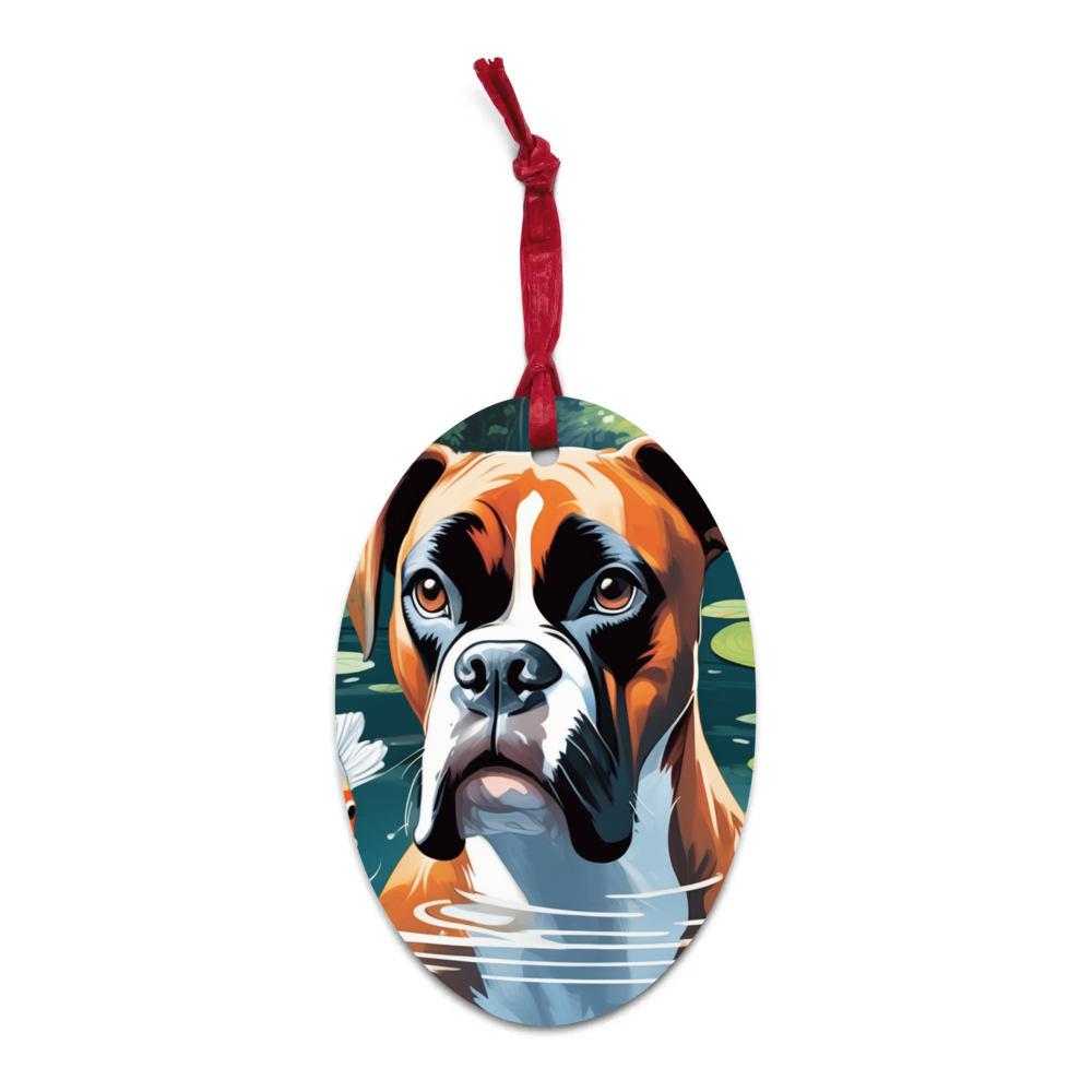PugMug Custom Boxer Dog Wooden Ornament