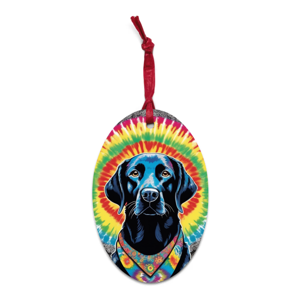 PugMug Custom Black Labrador Retriever Wooden Ornament