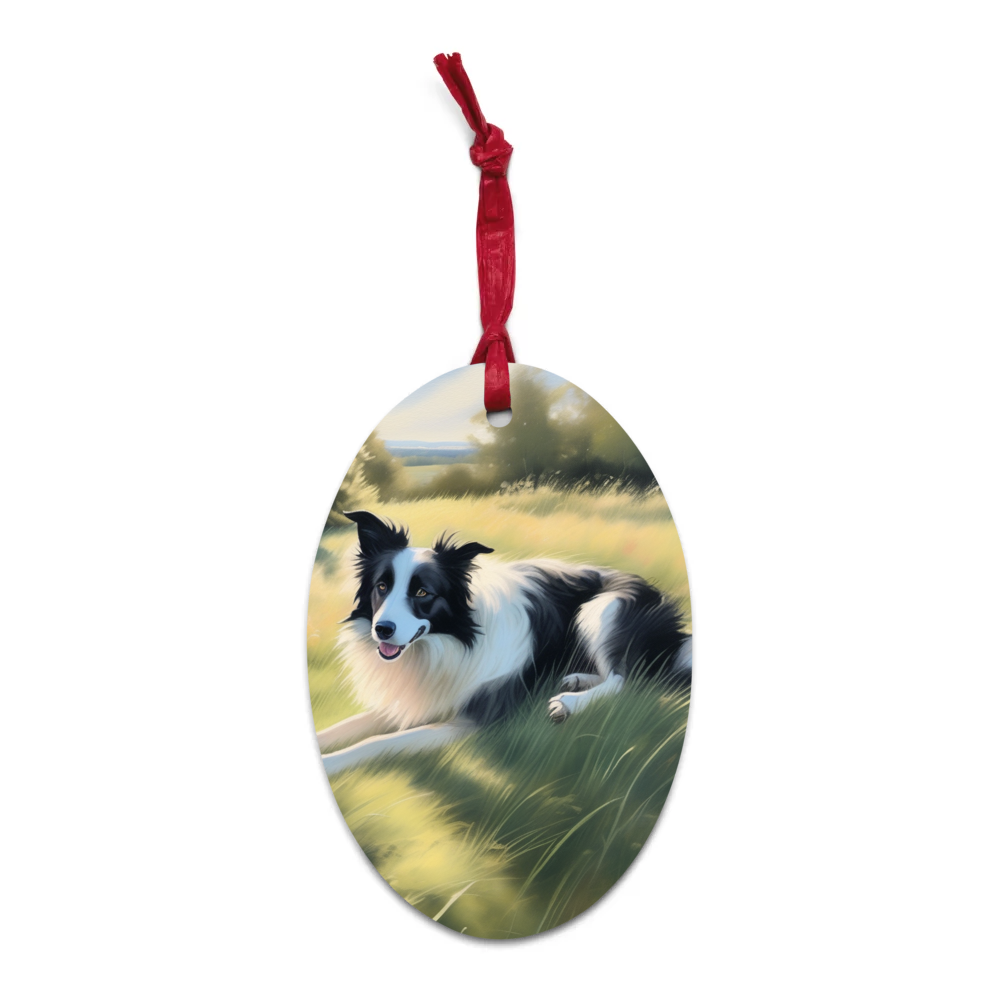 PugMug Custom Border Collie Wooden Ornament