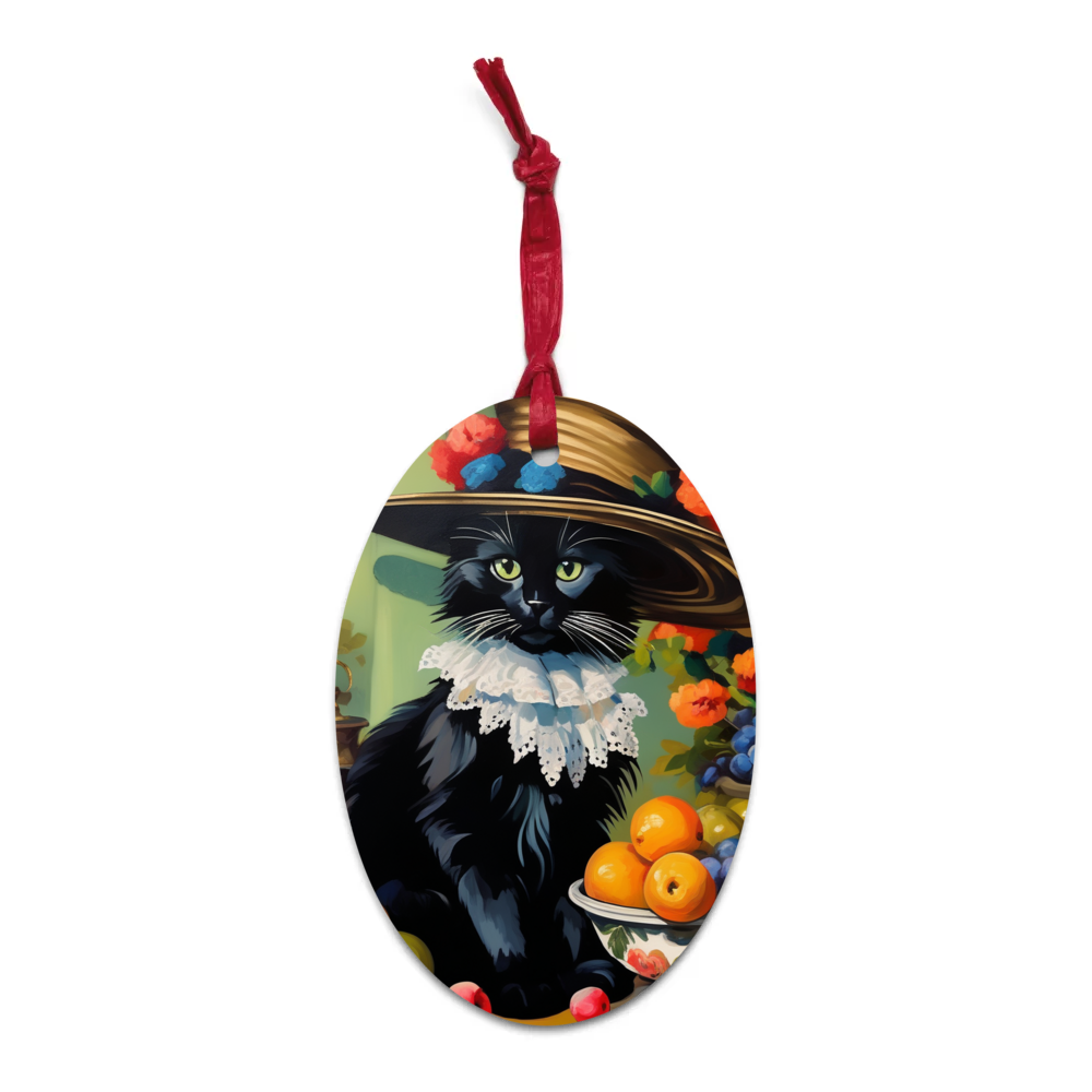 PugMug Custom Black Ragdoll Cat Wooden Ornament