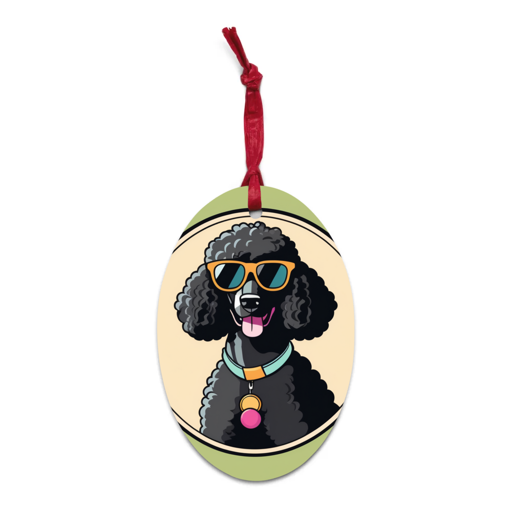 PugMug Custom Black Poodle Wooden Ornament