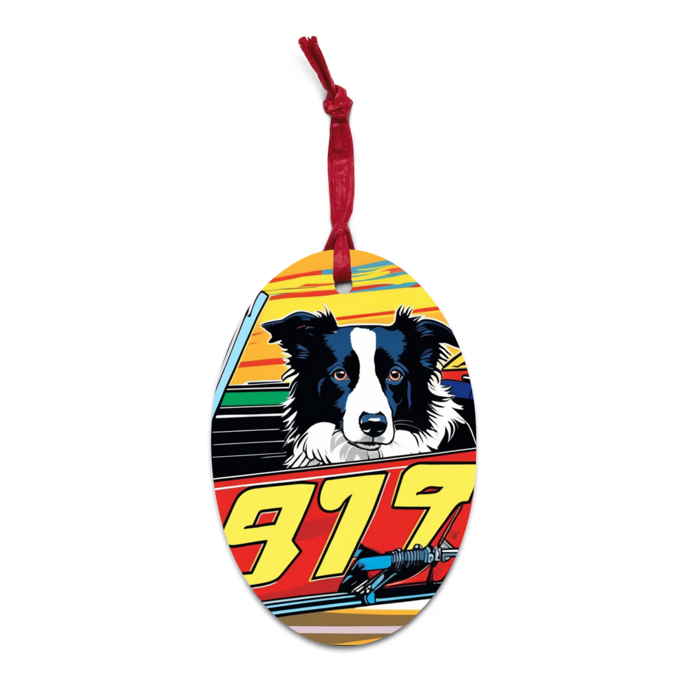 PugMug Custom Border Collie Wooden Ornament