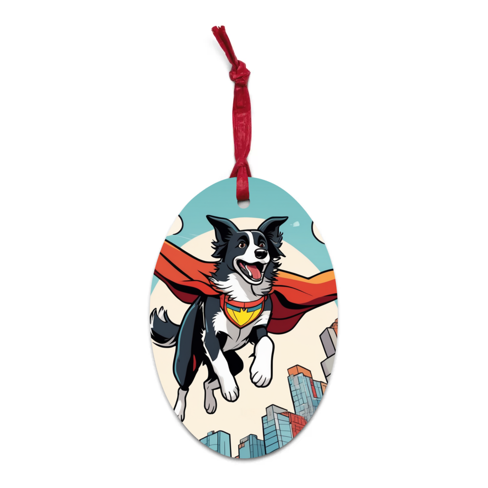 PugMug Custom Border Collie Wooden Ornament