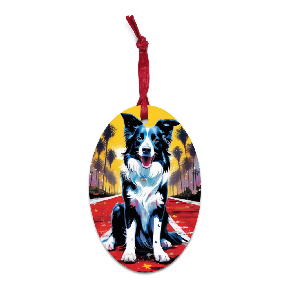 PugMug Custom Border Collie Wooden Ornament