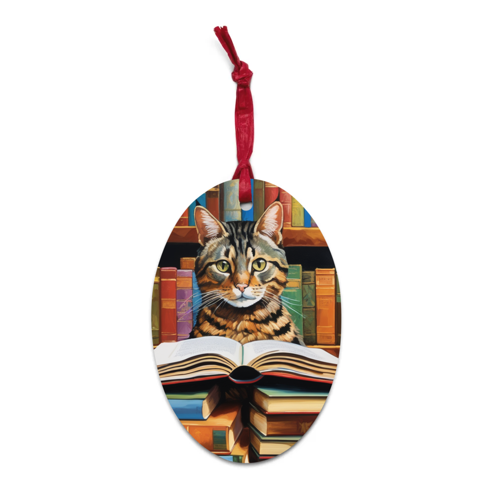 PugMug Custom Tabby Exotic Cat Wooden Ornament