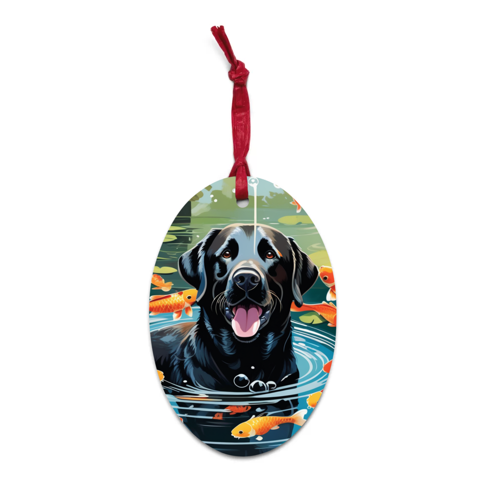 PugMug Custom Black Labrador Retriever Wooden Ornament