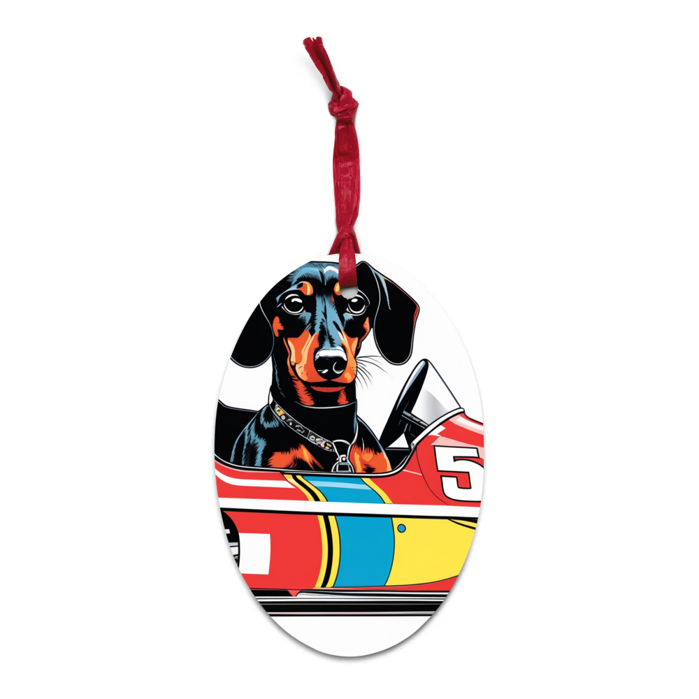 PugMug Custom Black Dachshund Wooden Ornament