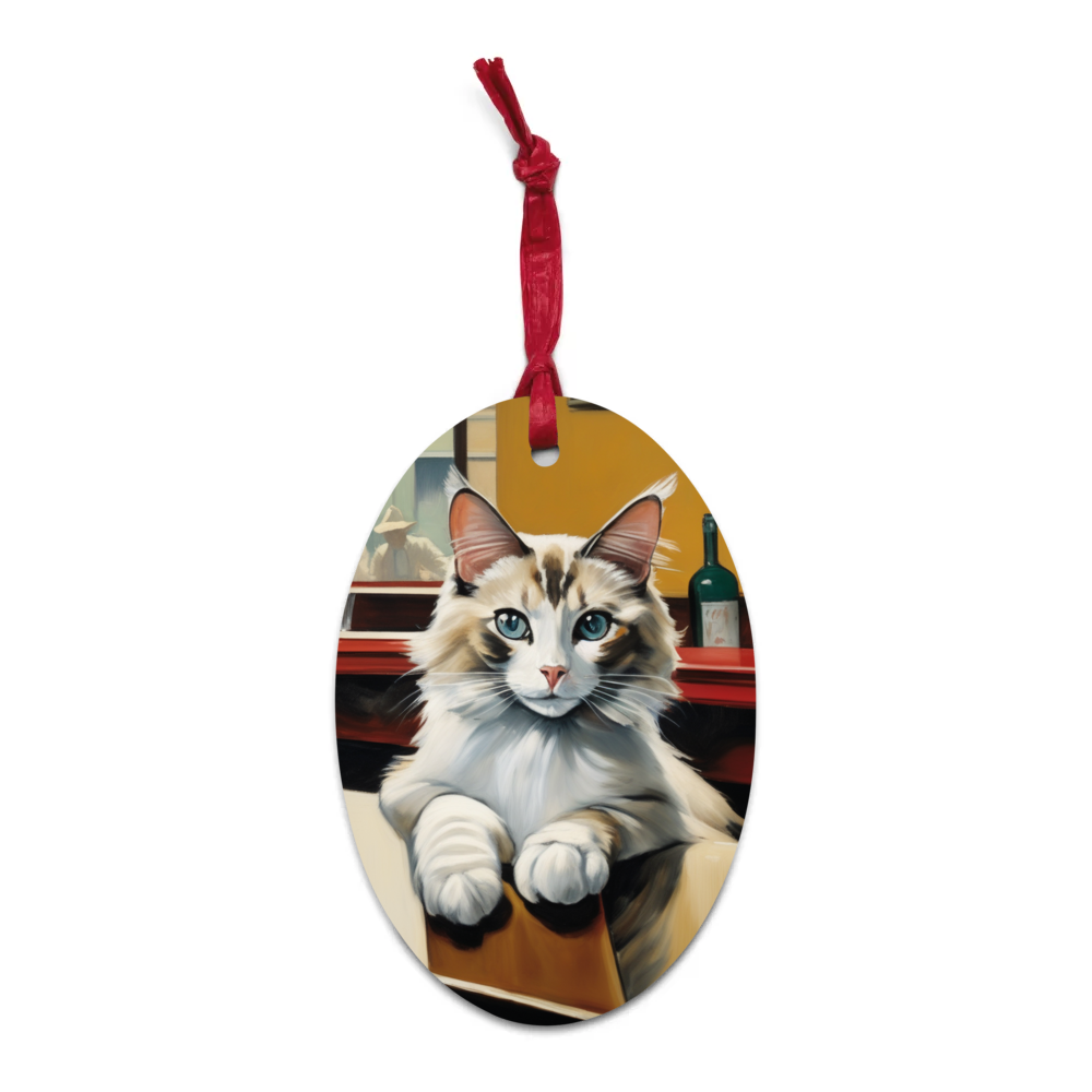 PugMug Custom Tabby Ragdoll Cat Wooden Ornament