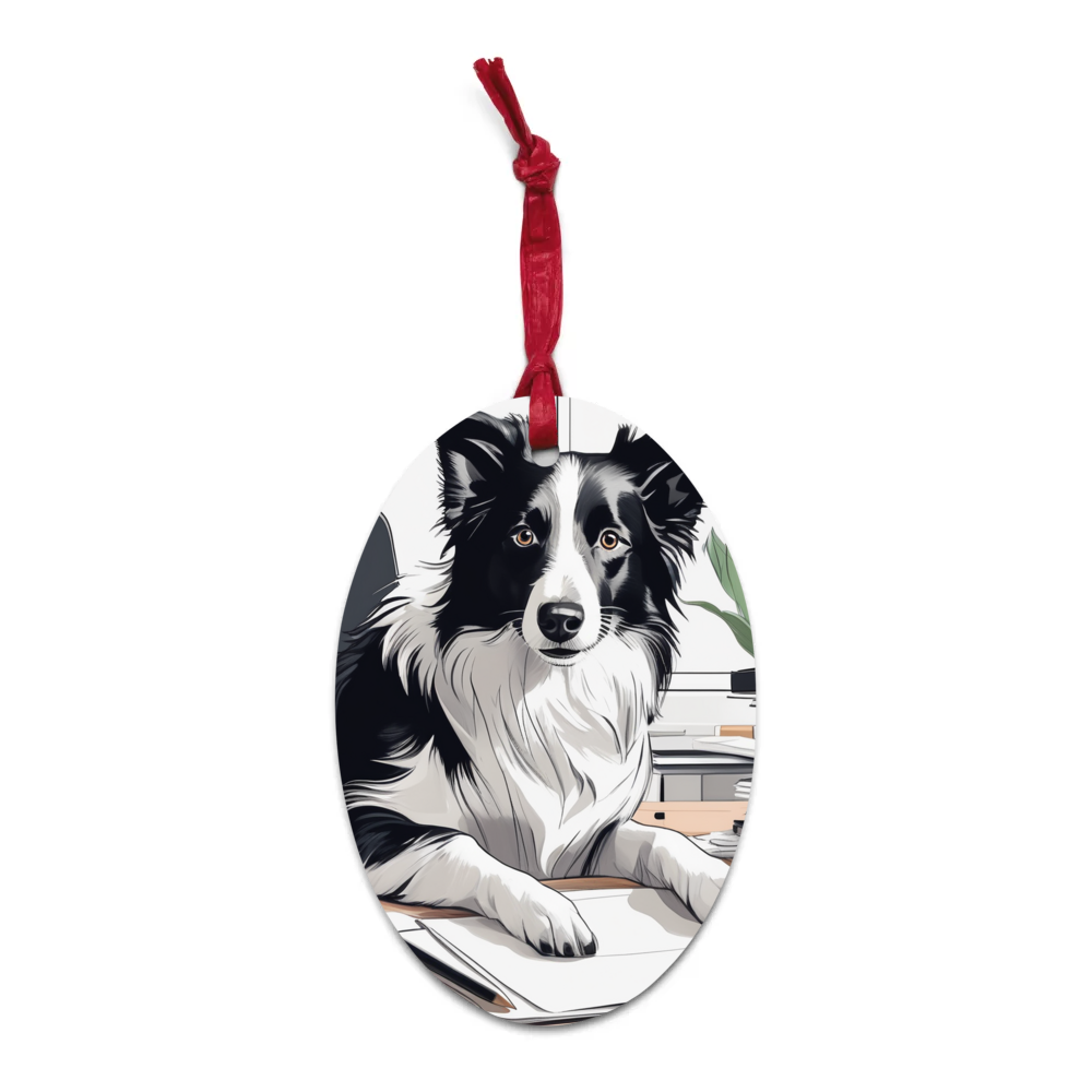PugMug Custom Border Collie Wooden Ornament