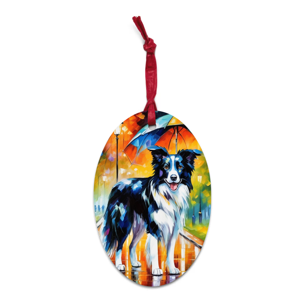 PugMug Custom Border Collie Wooden Ornament