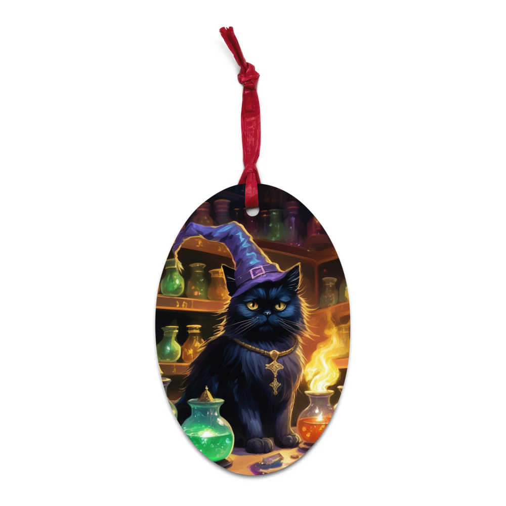 PugMug Custom Black Persian Cat Wooden Ornament