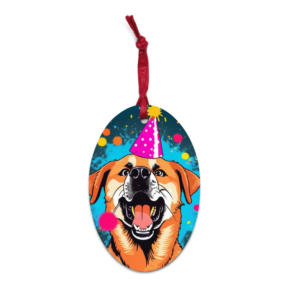 PugMug Custom Blue Wooden Ornament