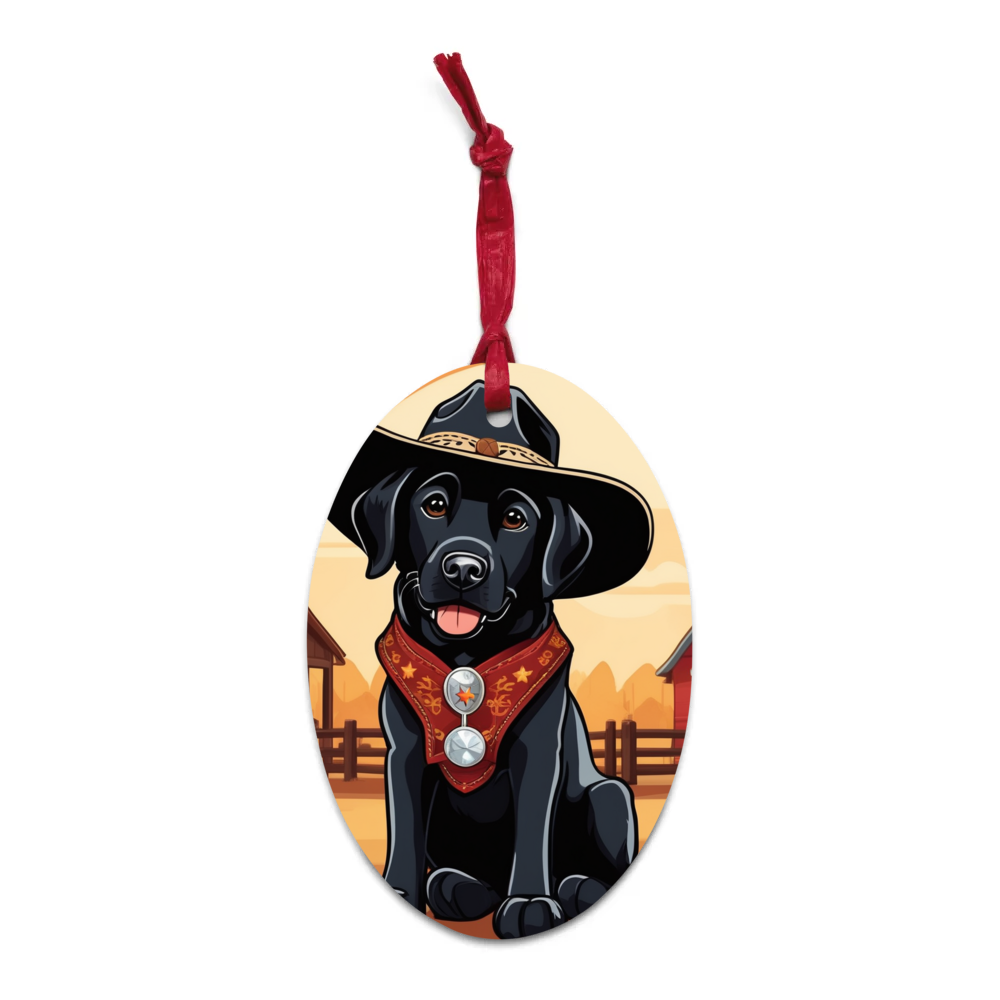 PugMug Custom Black Labrador Retriever Wooden Ornament