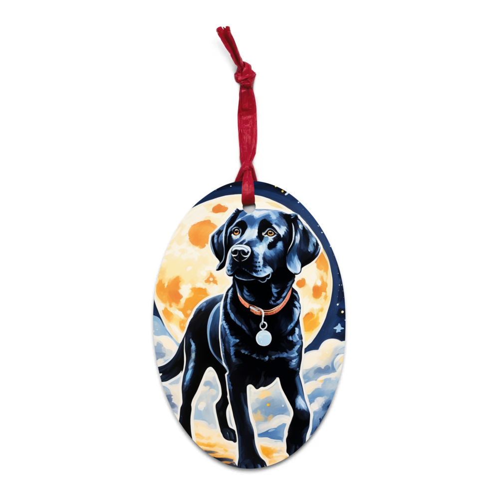 PugMug Custom Black Labrador Retriever Wooden Ornament