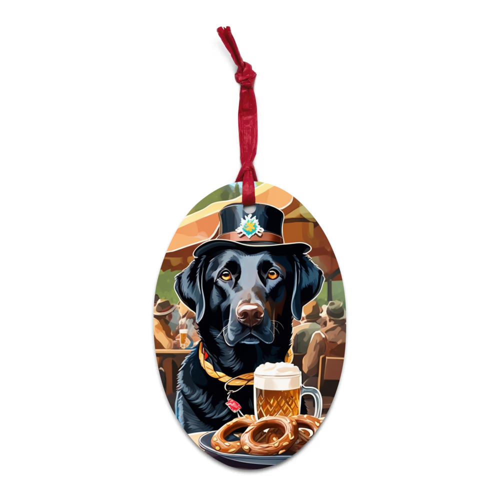 PugMug Custom Black Labrador Retriever Wooden Ornament