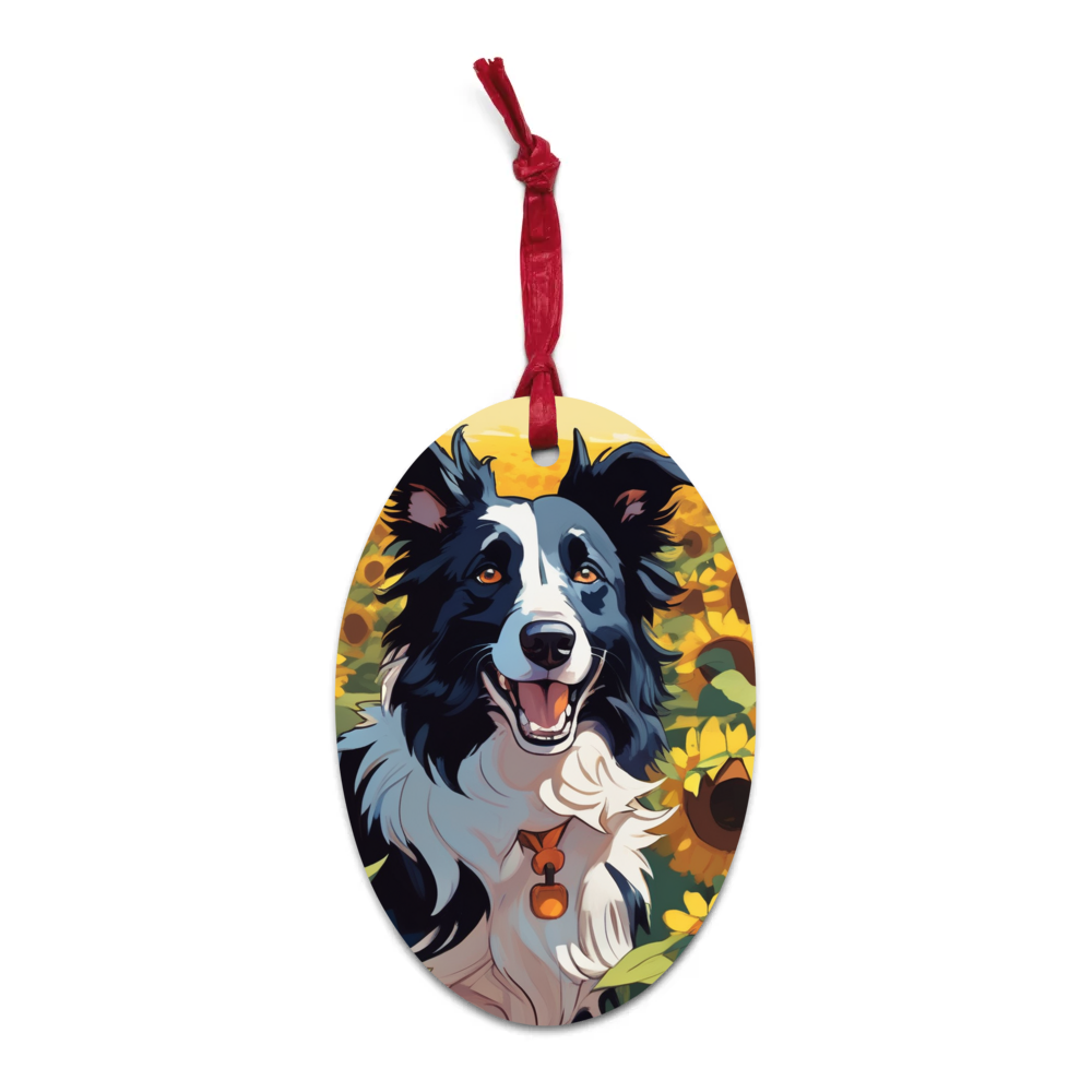 PugMug Custom Border Collie Wooden Ornament