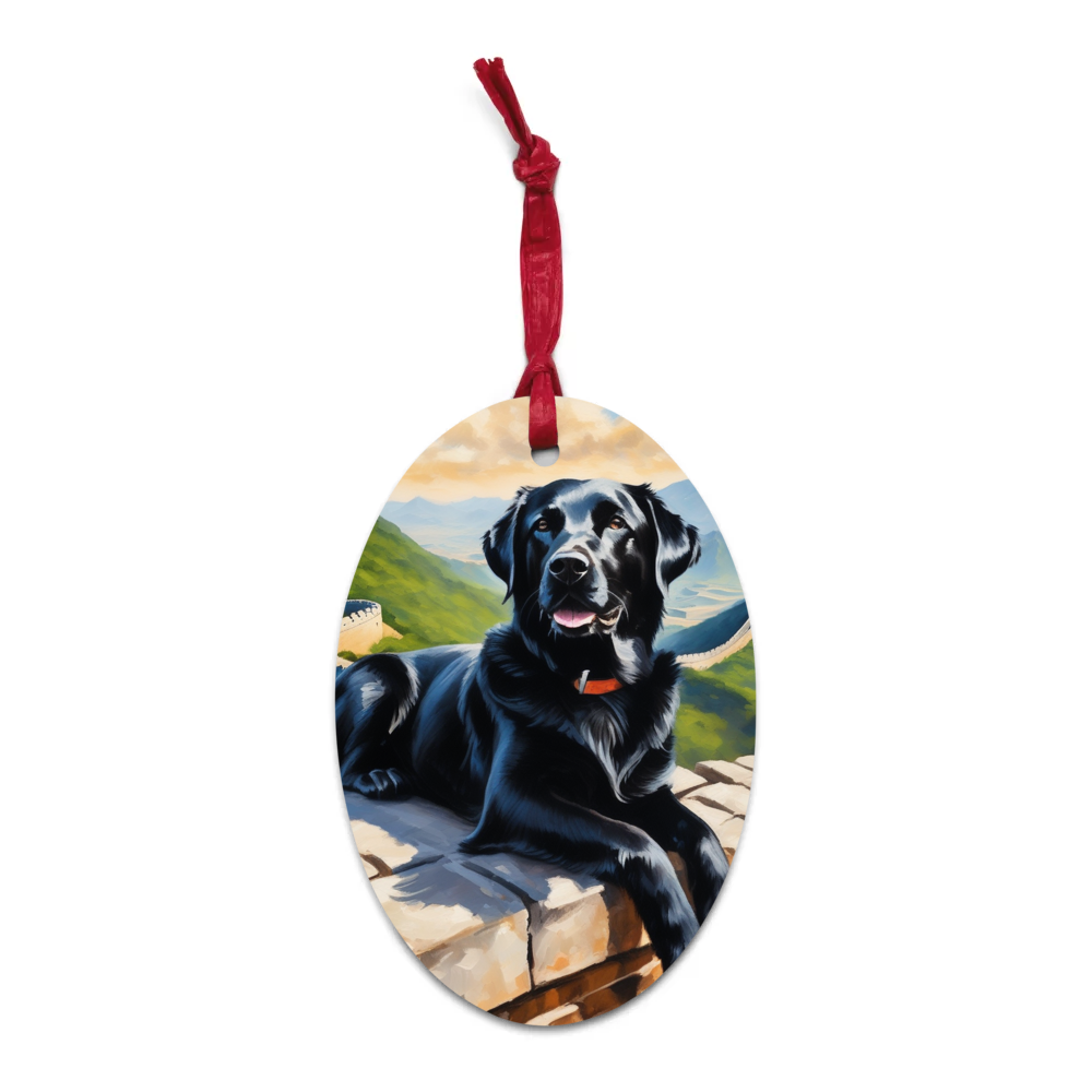 PugMug Custom Black Labrador Retriever Wooden Ornament