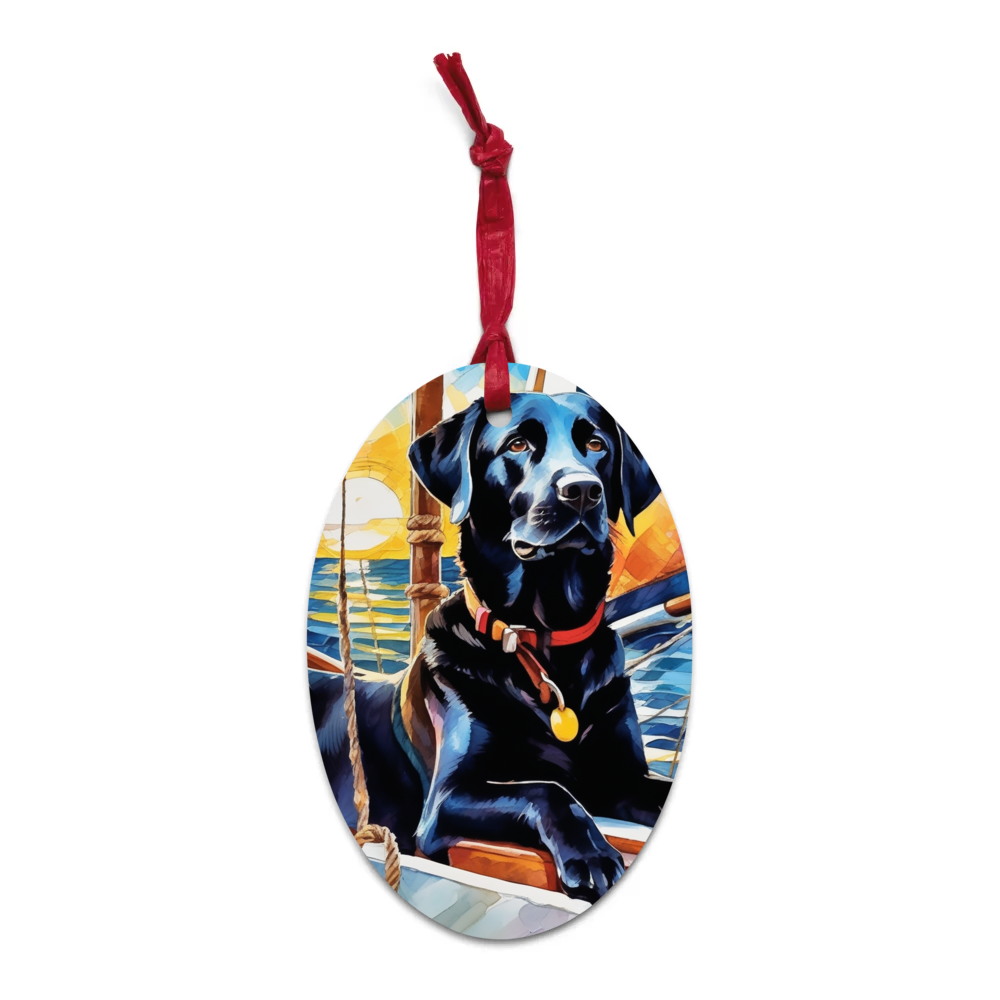 PugMug Custom Black Labrador Retriever Wooden Ornament