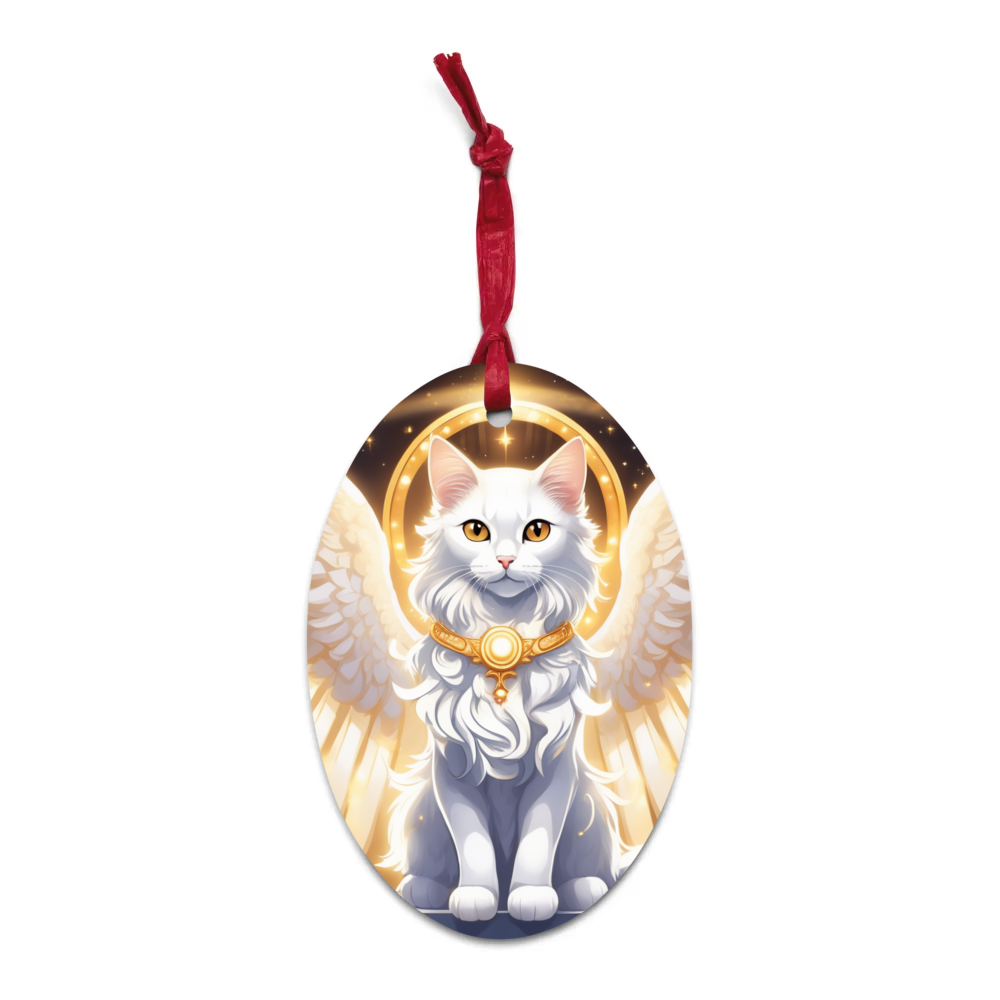 PugMug Custom White Companion Cat Wooden Ornament