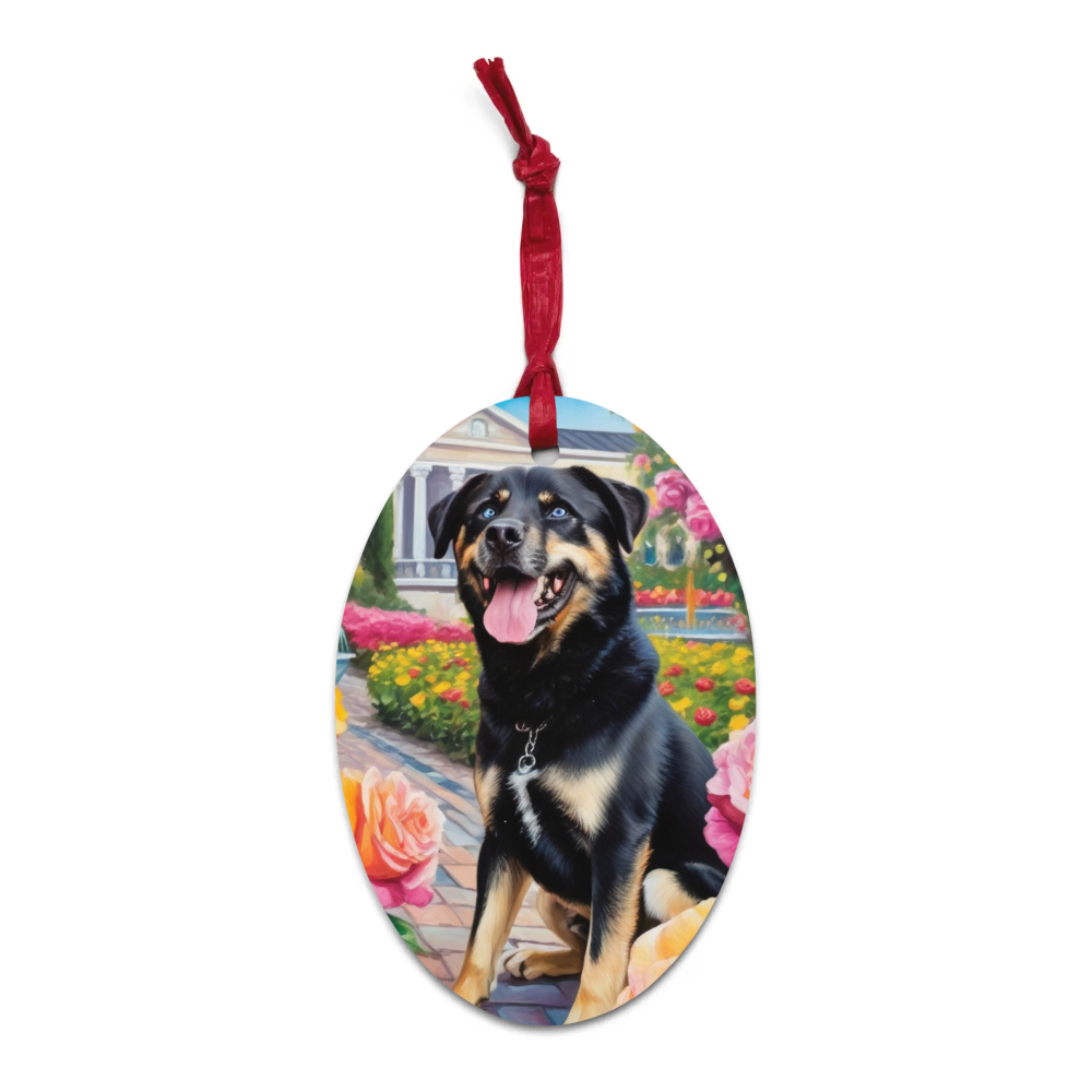 PugMug Custom Blue Wooden Ornament