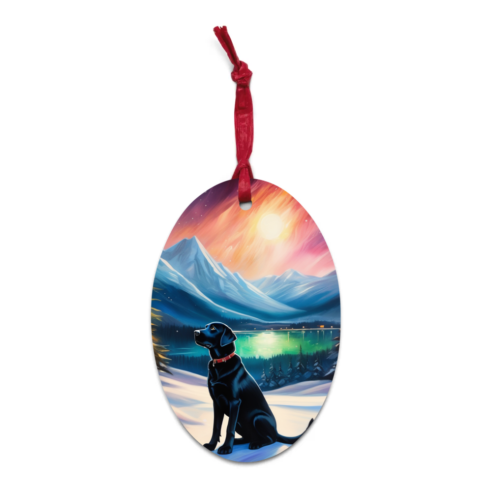 PugMug Custom Black Labrador Retriever Wooden Ornament