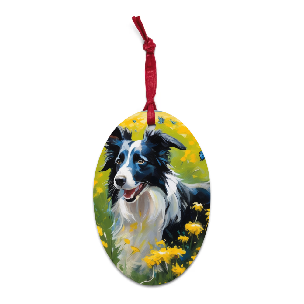 PugMug Custom Border Collie Wooden Ornament