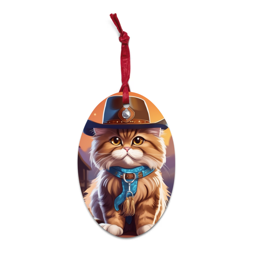 PugMug Custom Tabby Persian Cat Wooden Ornament