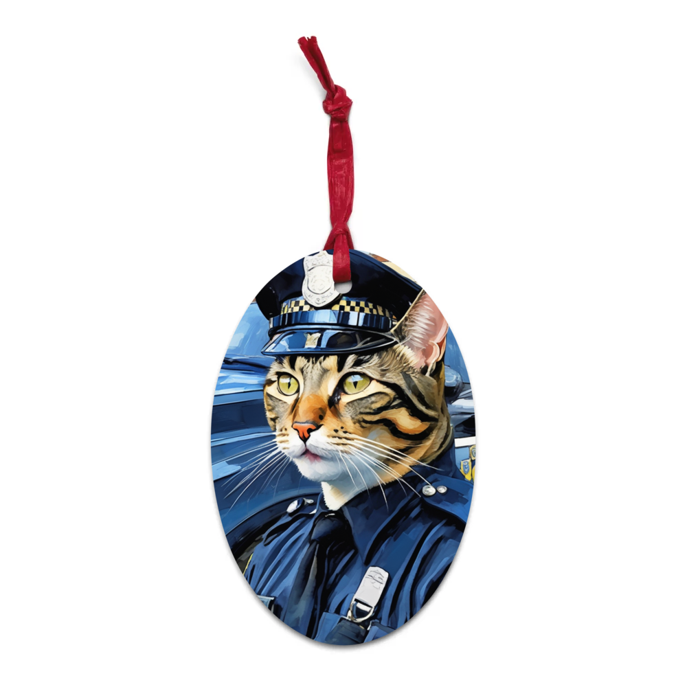 PugMug Custom Tabby Companion Cat Wooden Ornament