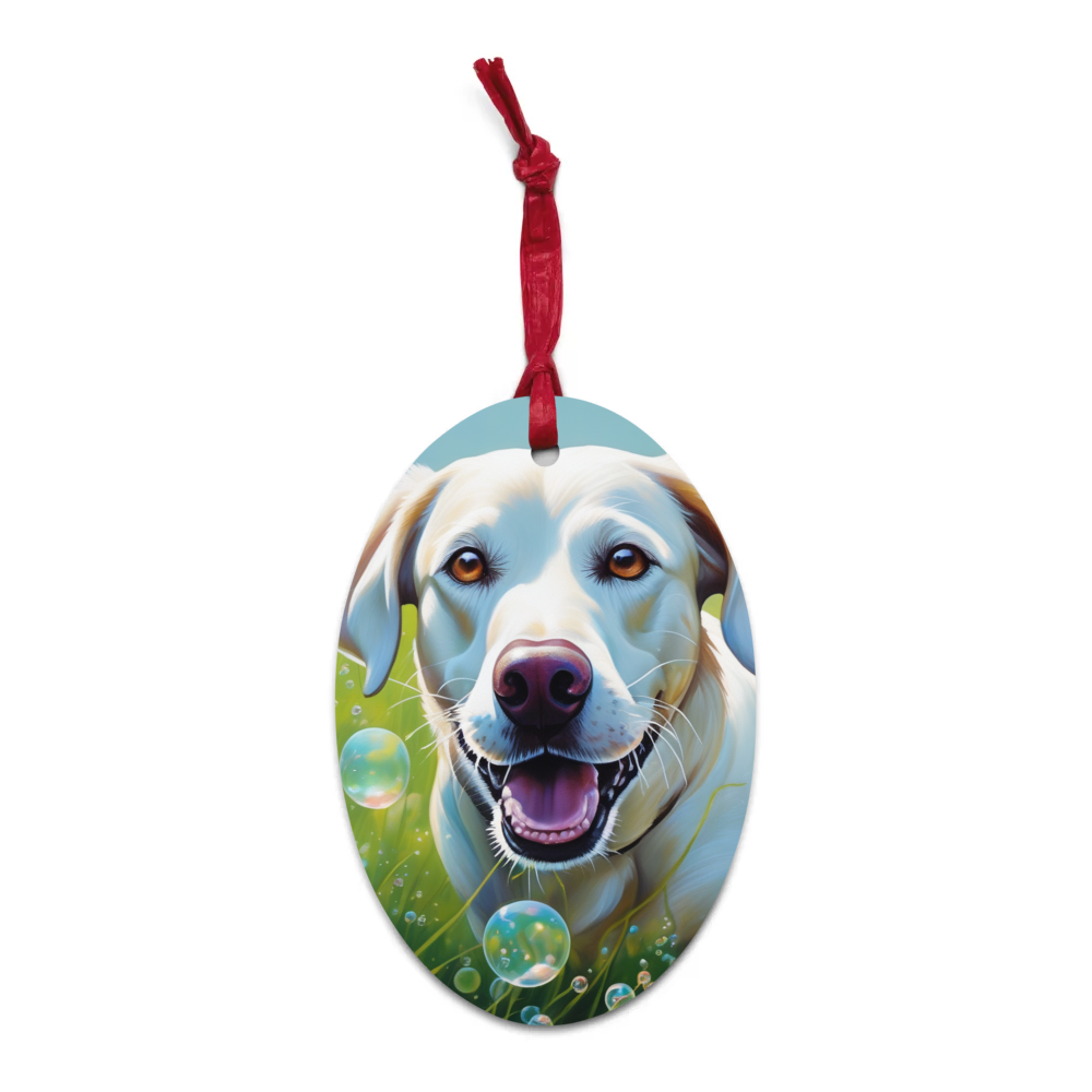 PugMug Custom White Labrador Retriever Wooden Ornament