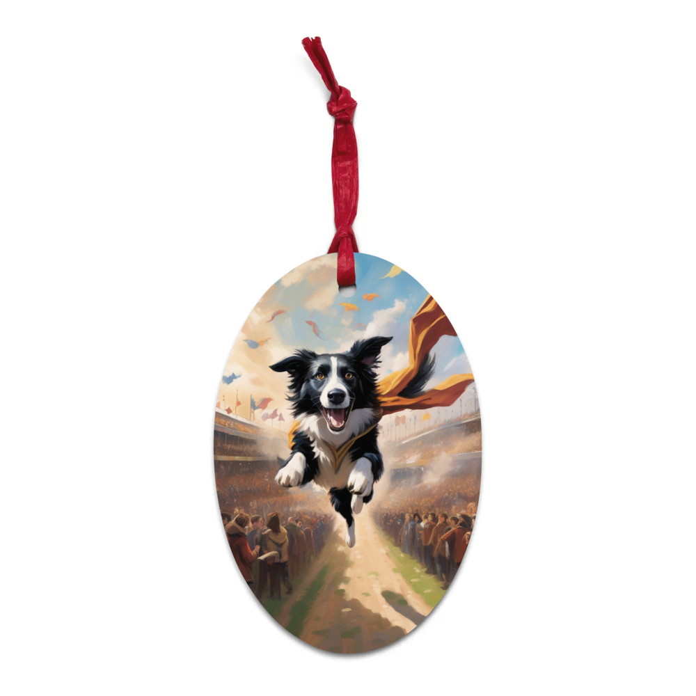 PugMug Custom Border Collie Wooden Ornament