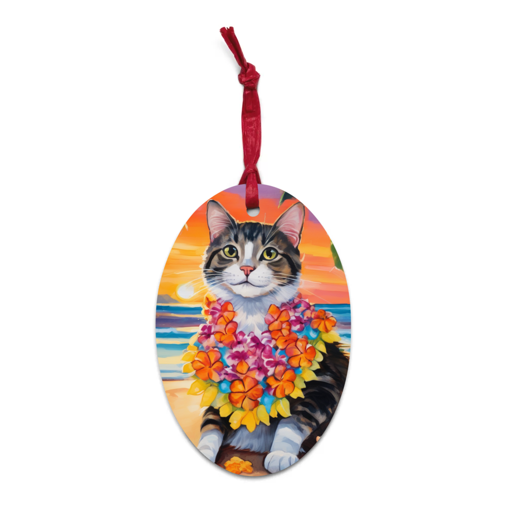 PugMug Custom Tabby Companion Cat Wooden Ornament