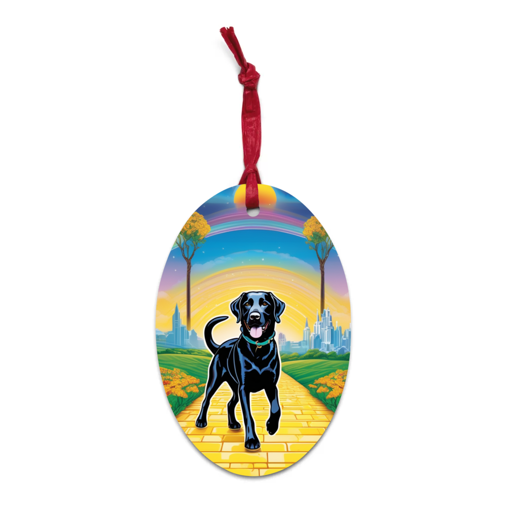 PugMug Custom Black Labrador Retriever Wooden Ornament