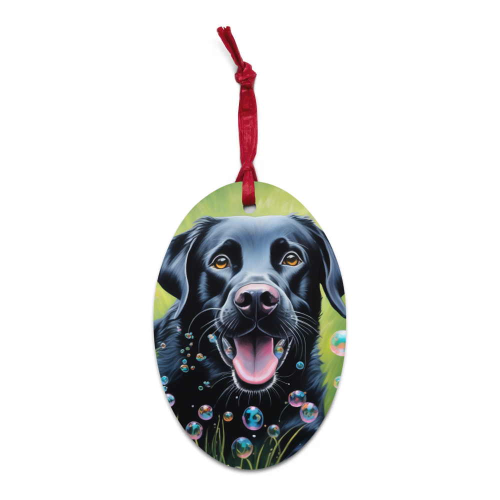 PugMug Custom Black Labrador Retriever Wooden Ornament