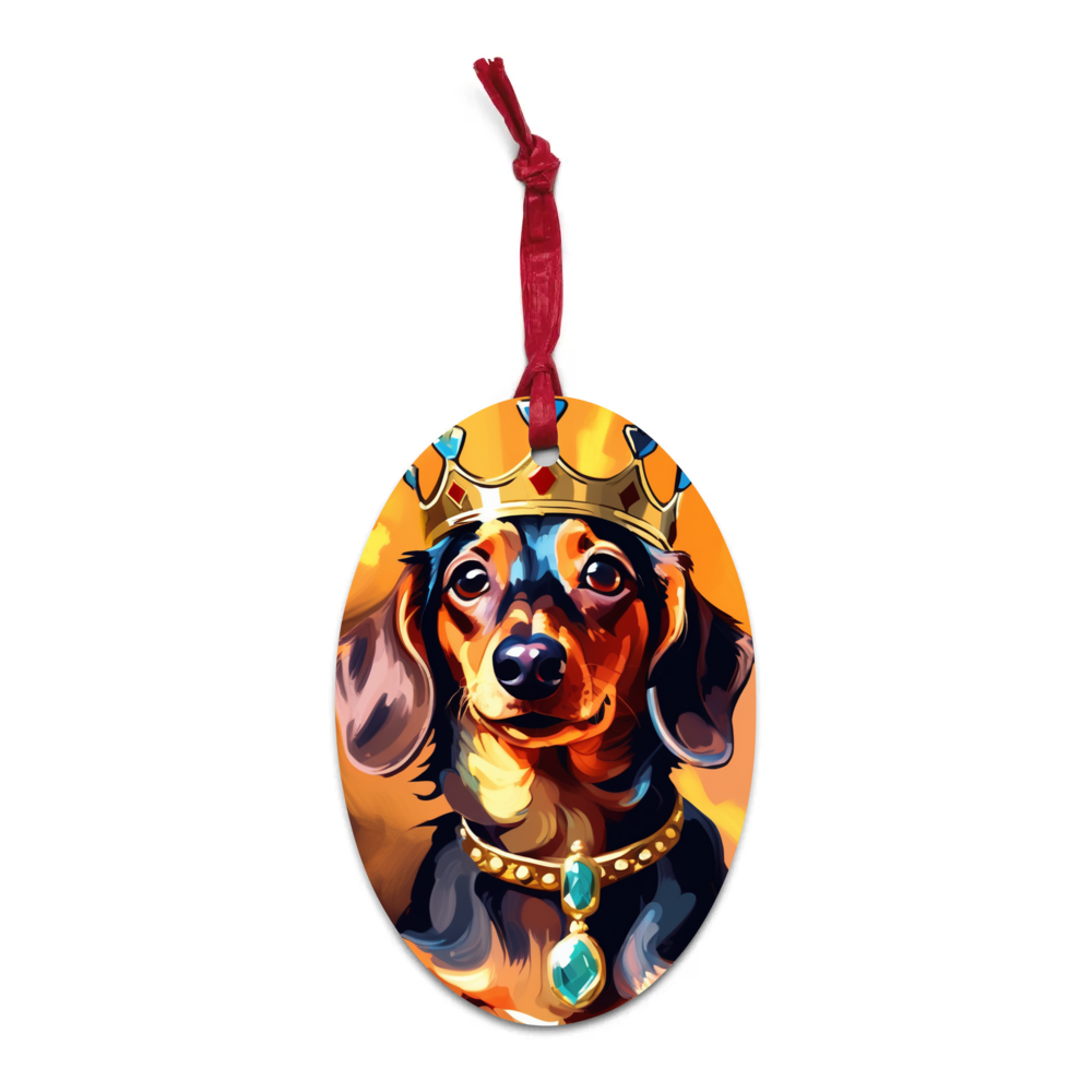 PugMug Custom Tan Dachshund Wooden Ornament